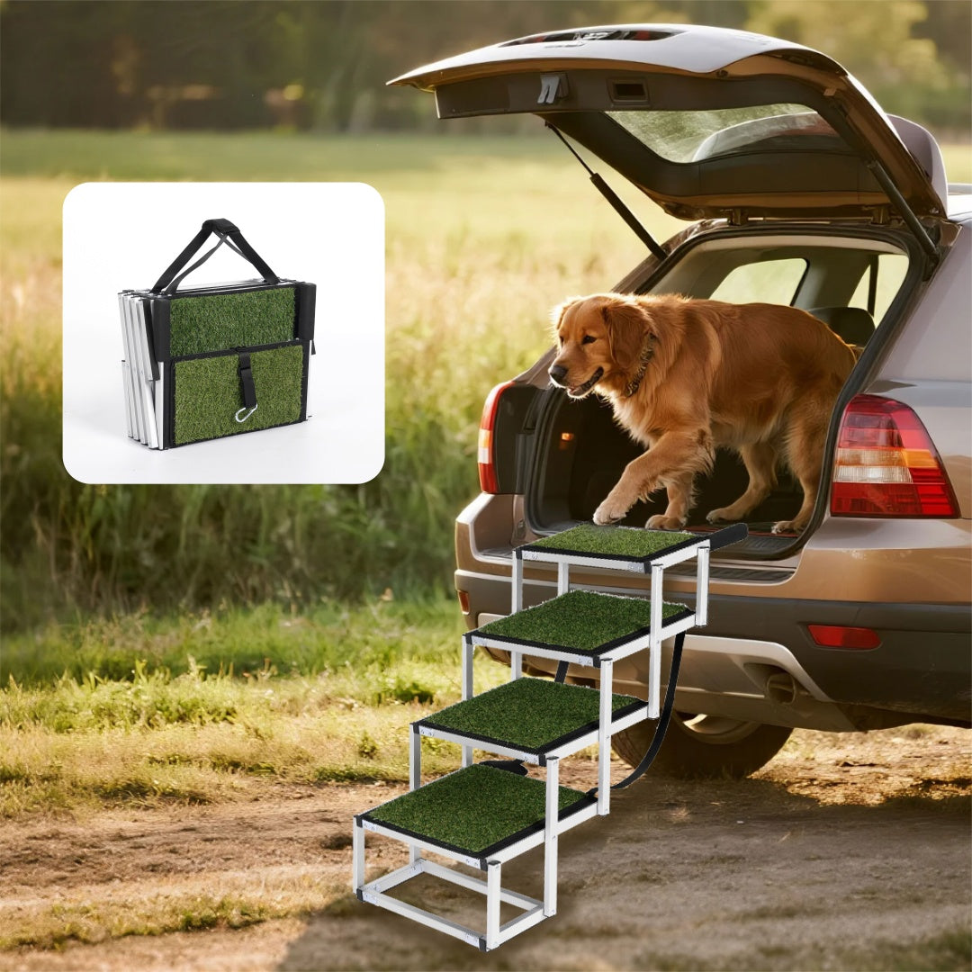 “Foldable Dog Ramp for Cars & SUVs – Portable Non-Slip Stairs for Large Dogs Up to 250lbs”