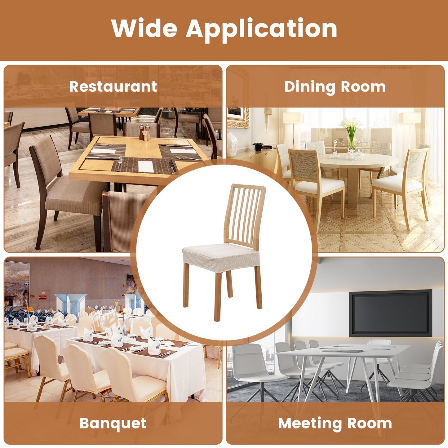 4-Pack Waterproof Dining Chair Slipcovers – Stretchable, Removable & Washable Jacquard Seat Covers