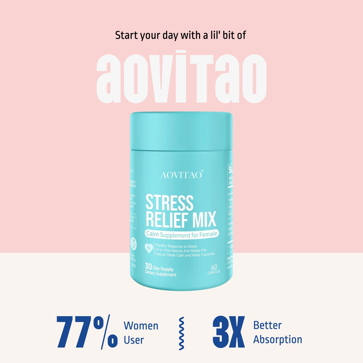 Ashwagandha for Women with L-Theanine & Magnesium – Stress Relief, Anxiety Support, Focus & Relaxation Supplement