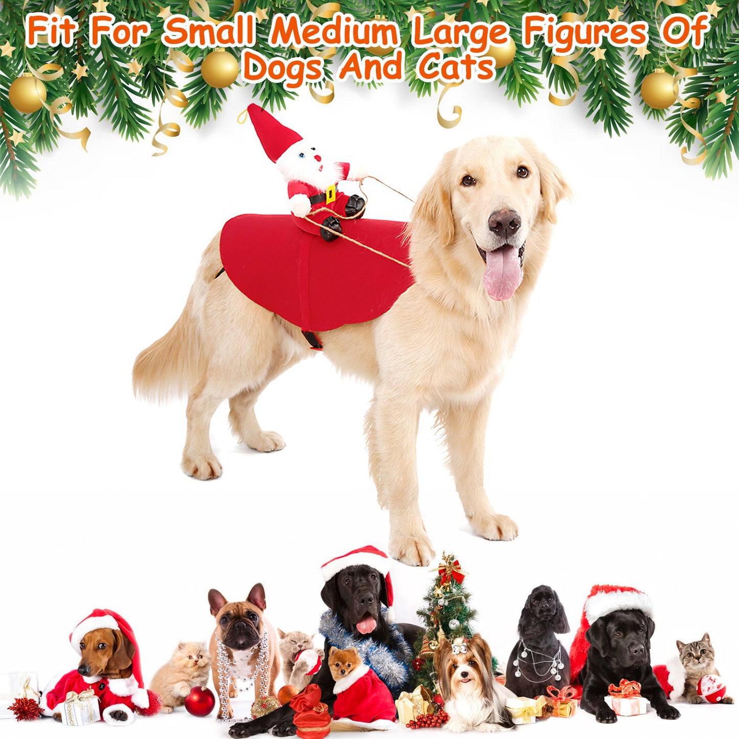 Pet Christmas Costume – Santa Claus Dog & Cat Winter Coat with Bell | Red Holiday Outfit (S–XL)