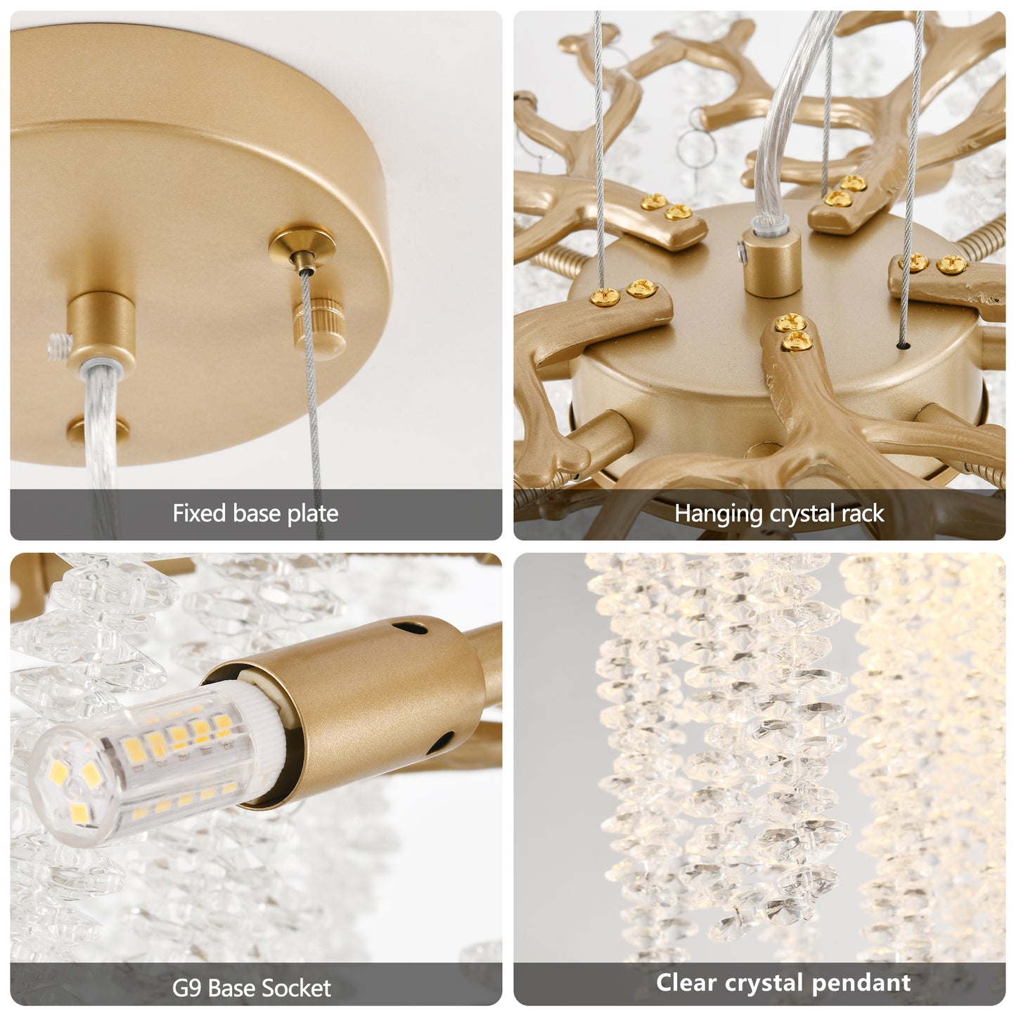 24 Inch Modern Gold Crystal Pendant Light Luxury Ceiling Chandelier