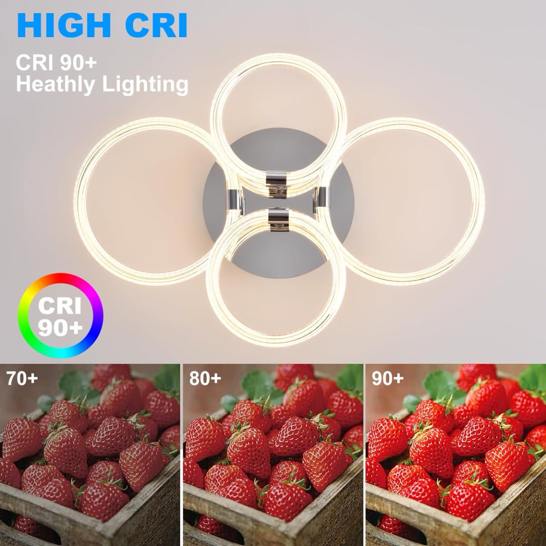Modern LED Flush Mount Ceiling Light 6-Ring Dimmable Remote