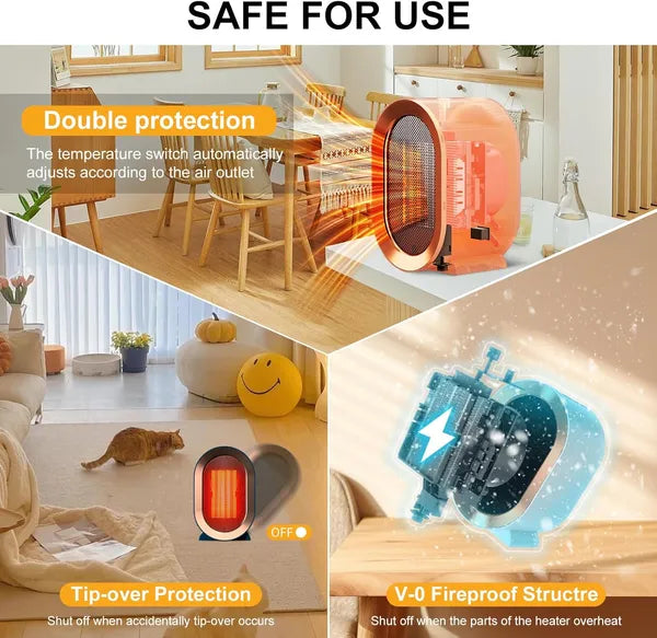 1200W Electric Space Heater Portable Two-Speed Indoor Fan White