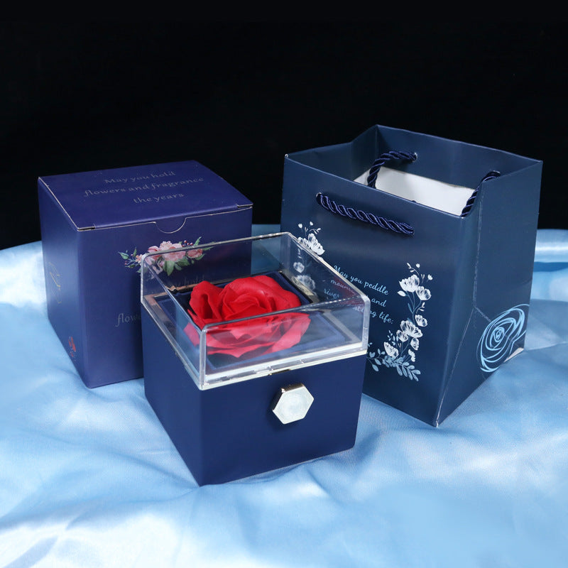 Rotating Soap Flower Rose Gift Box – Creative Jewelry & Valentine’s Day Gift for Women