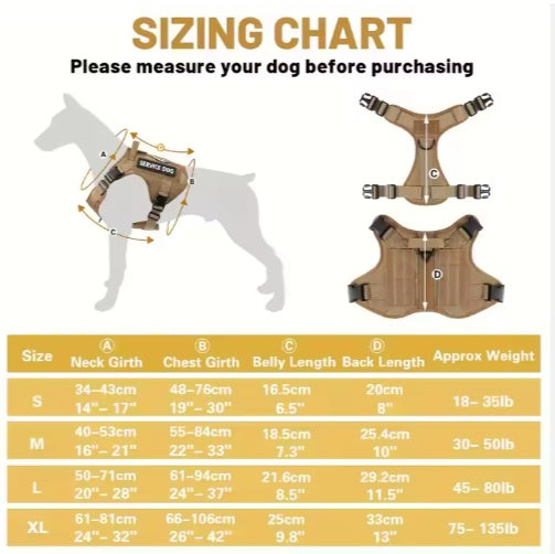 “Hiphoppet Tactical Dog Harness – Adjustable, Reflective, No-Pull Vest for Large Dogs with Metal Buckle”
