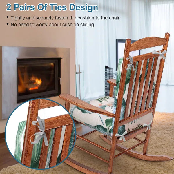 Waterproof Rocking Chair Cushion Set – Upper & Lower Back Seat Pads with Non-Slip Ties