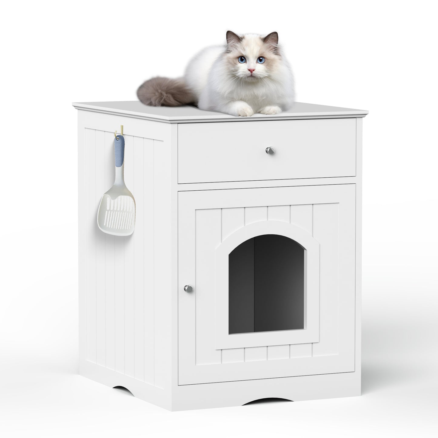 Wooden Litter Box Enclosure with Drawers | Pet House Furniture