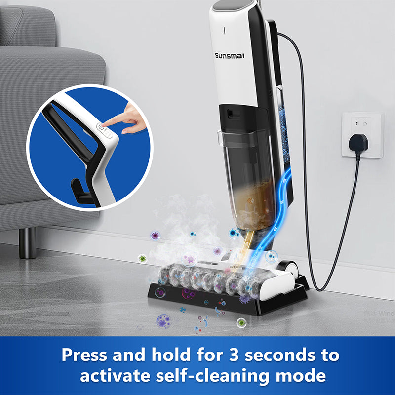 4-in-1 Steam Vacuum Mop Wet Dry Cleaner with LED Display
