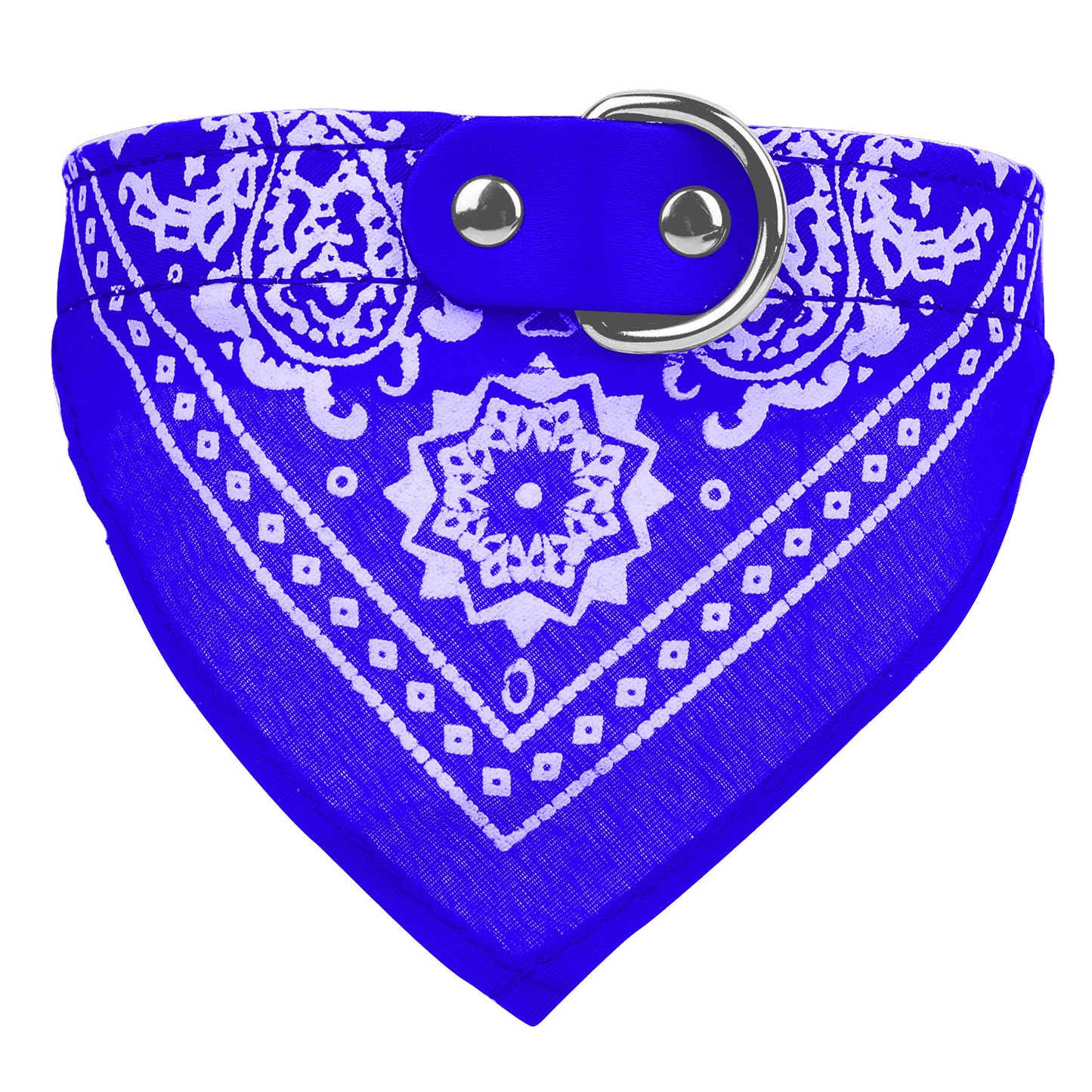 Adjustable Leather Pet Collar with Triangle Bandana – Stylish Dog & Cat Scarf