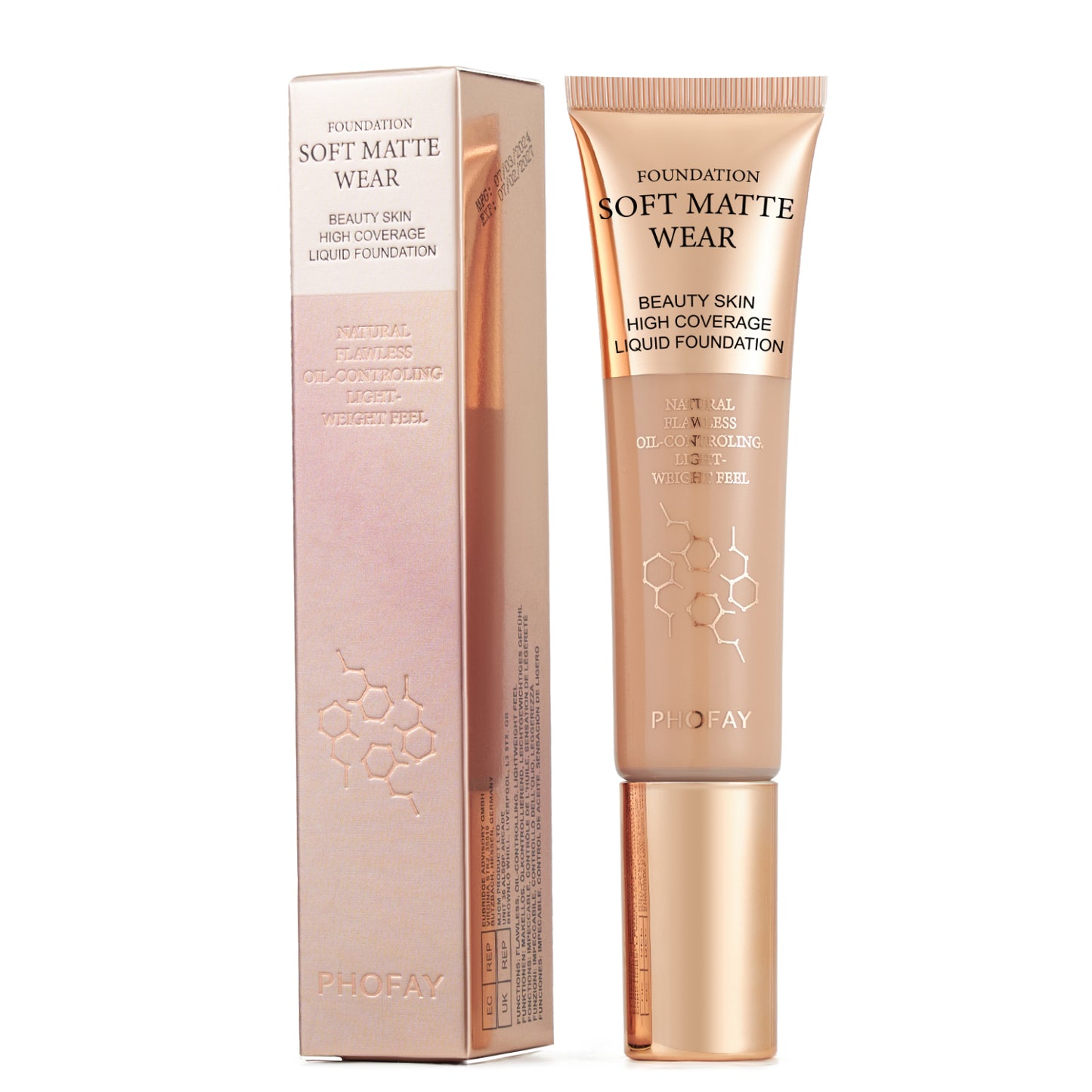PHOFAY Full Coverage Liquid Foundation – Long-Lasting Matte, Smooth Finish