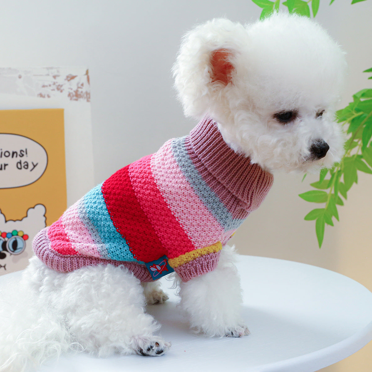 Colorful Striped Pet Sweater – Cozy & Comfortable Knit for Dogs & Cats