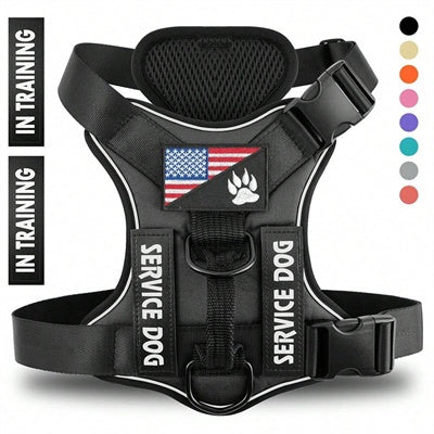 Reflective Breathable Solid Color Polyester Dog Harness Strap