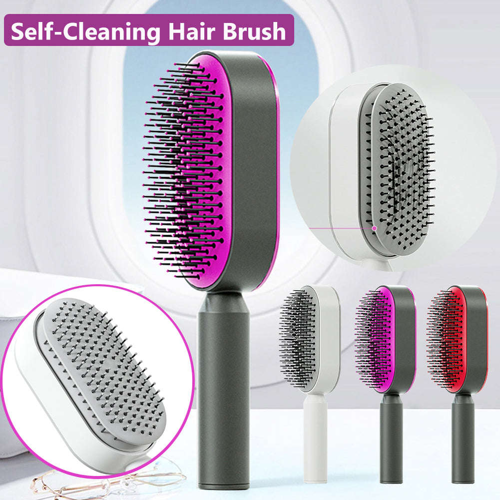 Self-Cleaning Hair Brush – Scalp Massage & Anti-Static Comb