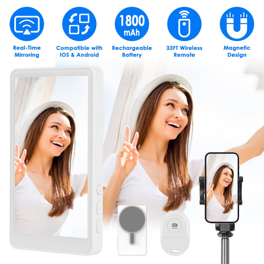 Magnetic Vlog Selfie Monitor Screen – Wireless Rear Camera Phone Monitor with 33FT Remote for iOS & Android 📱🎥