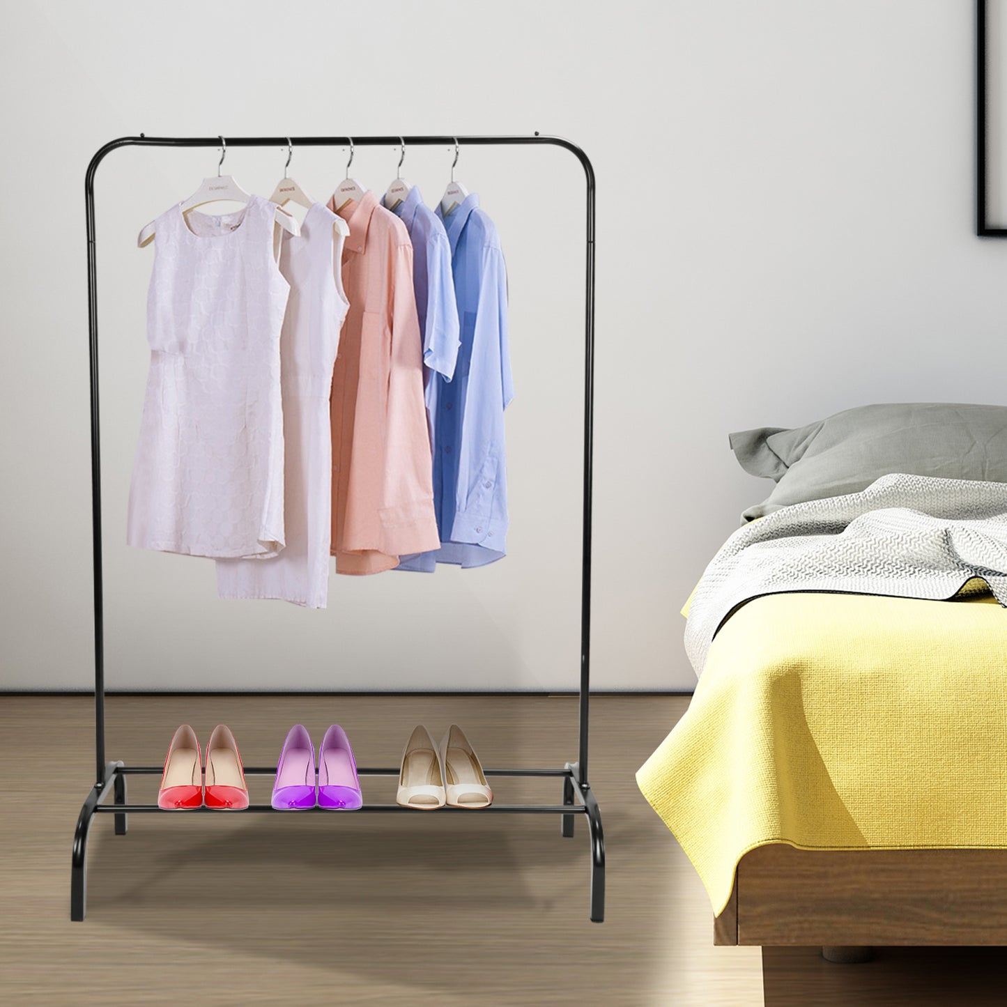 Freestanding Garment Rack with Bottom Shelf – 33lbs Heavy Duty Clothing Rack Organizer