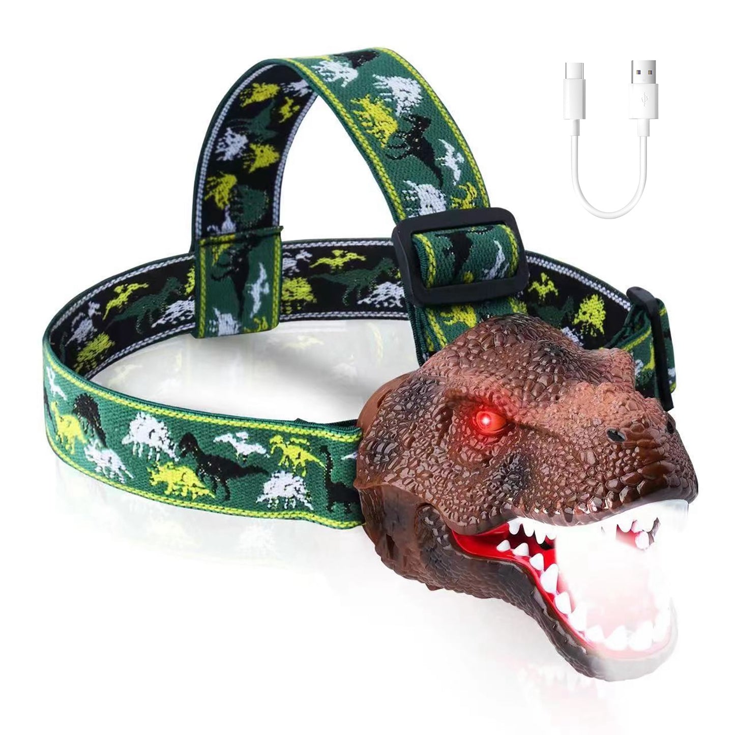 Dinosaur Kids Headlamp Flashlight with Roar Sound 4 Modes