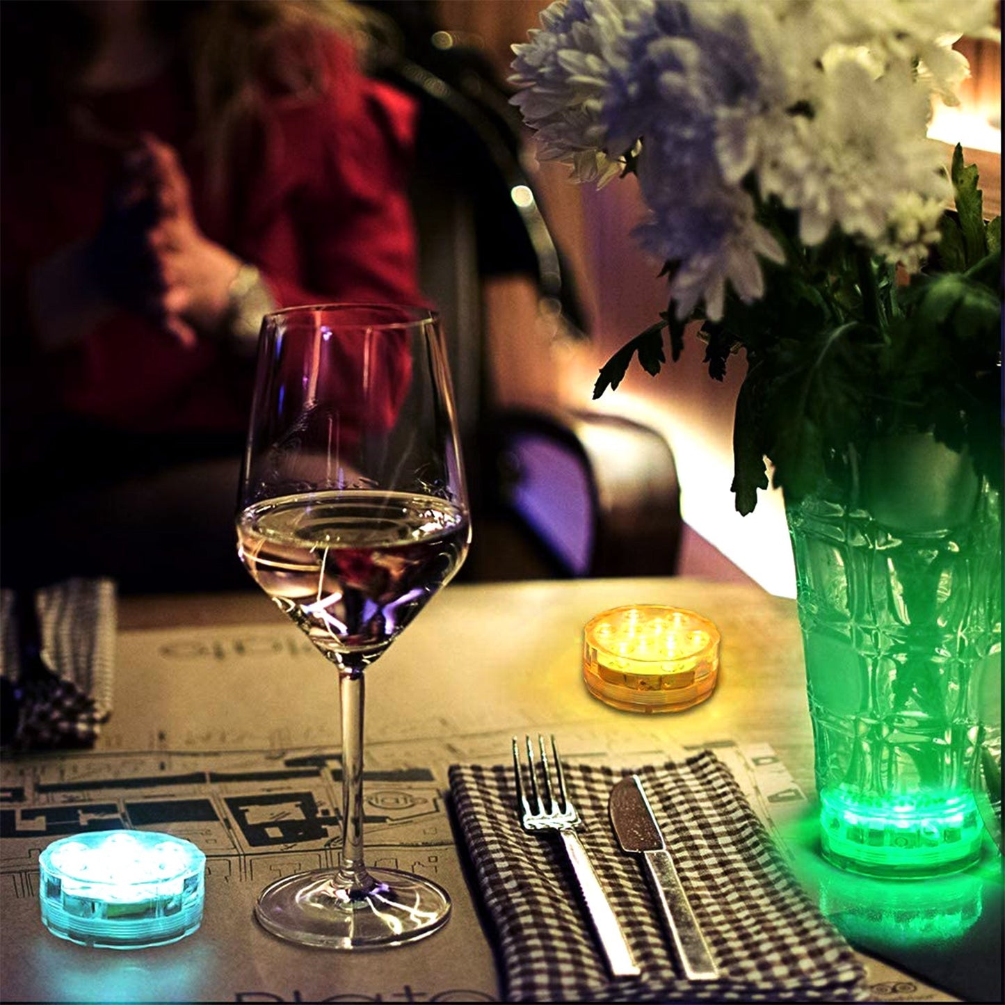 4Pcs RGB Waterproof Submersible Pool Lights With Remote