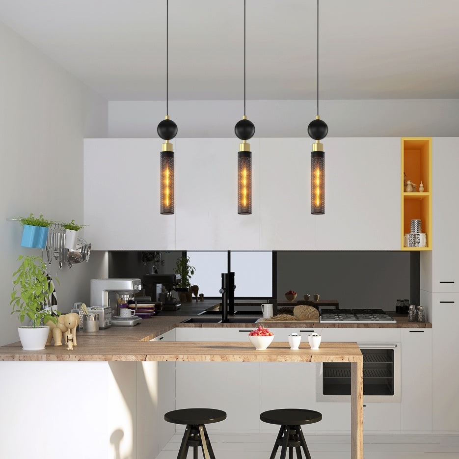Modern Black Wrought Iron Pendant Light Adjustable Kitchen Island Chandelier