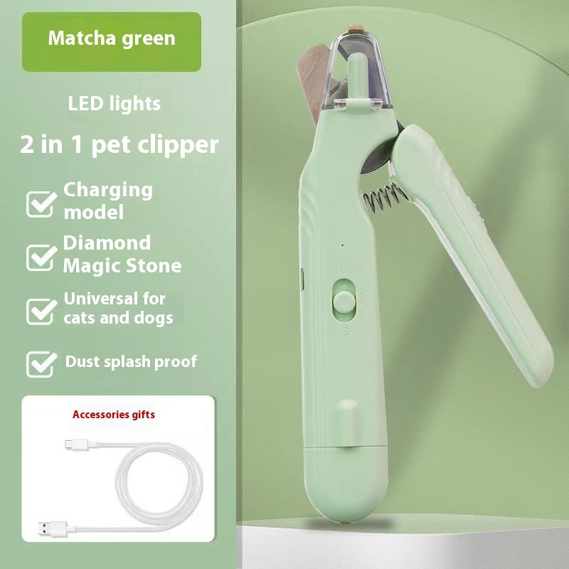 2-in-1 Pet Nail Clippers with LED Light – Dog & Cat Paw Trimmer with Safety Blood Guard