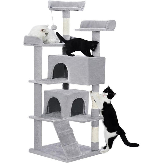 Made4Pets 56″ Multi-Level Cat Tree – Indoor Cat Activity Tower with Condos, Scratching Posts & Toys