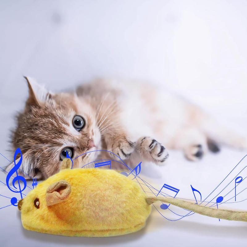USB Rechargeable LED Cat Mouse Toy with Feather & Catnip – Automatic Moving Squeaky Toy