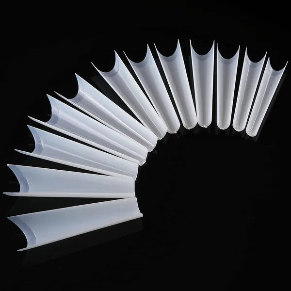 500PCS C-Curve False Nail Tips – Half Cover French, Extra Long Acrylic Nails