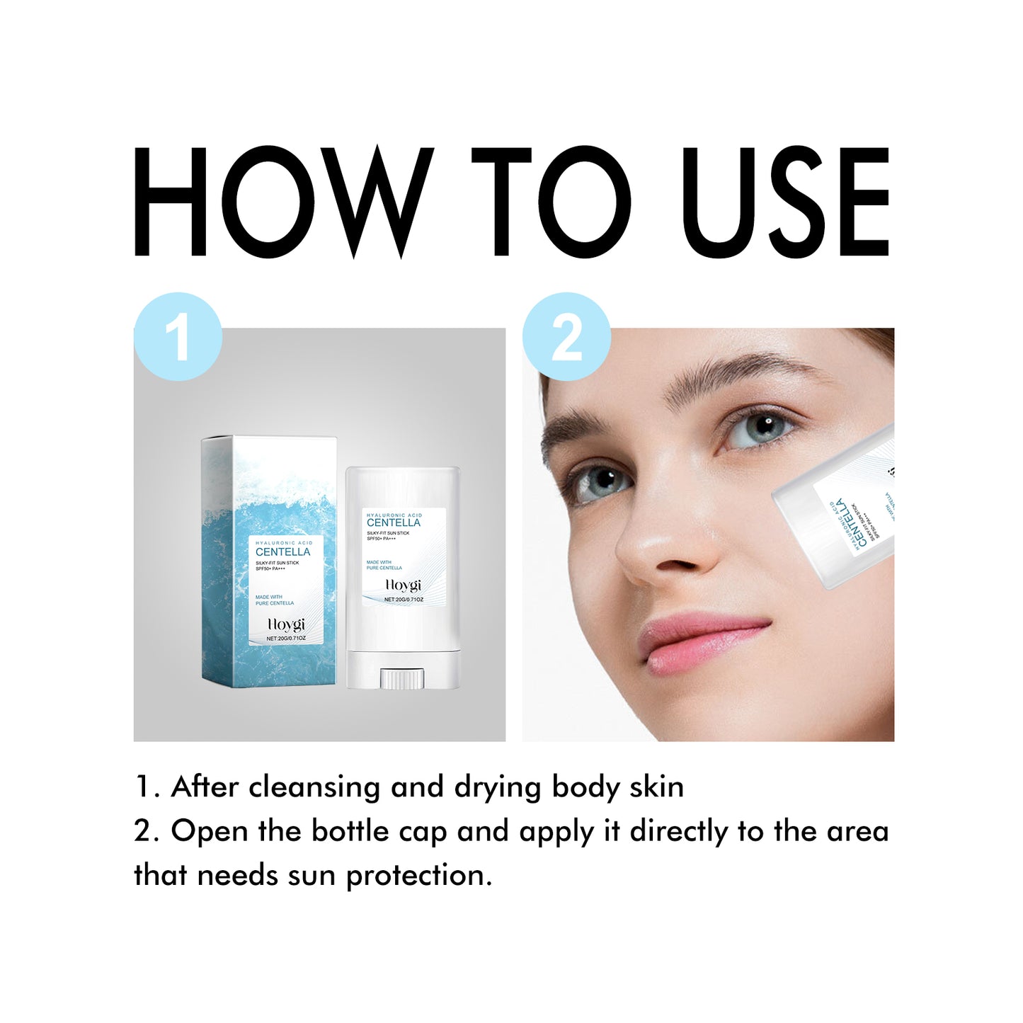 Hoygi Hyaluronic Acid Sunscreen Stick – Gentle, Hydrating UV Protection for Sensitive & Sun-Reddened Skin