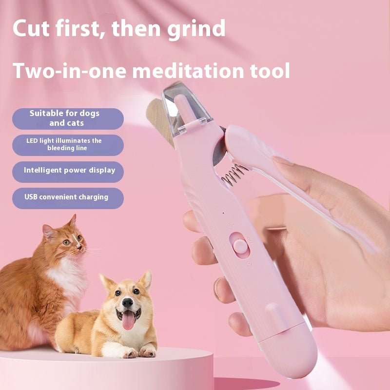 2-in-1 Pet Nail Clippers with LED Light – Dog & Cat Paw Trimmer with Safety Blood Guard