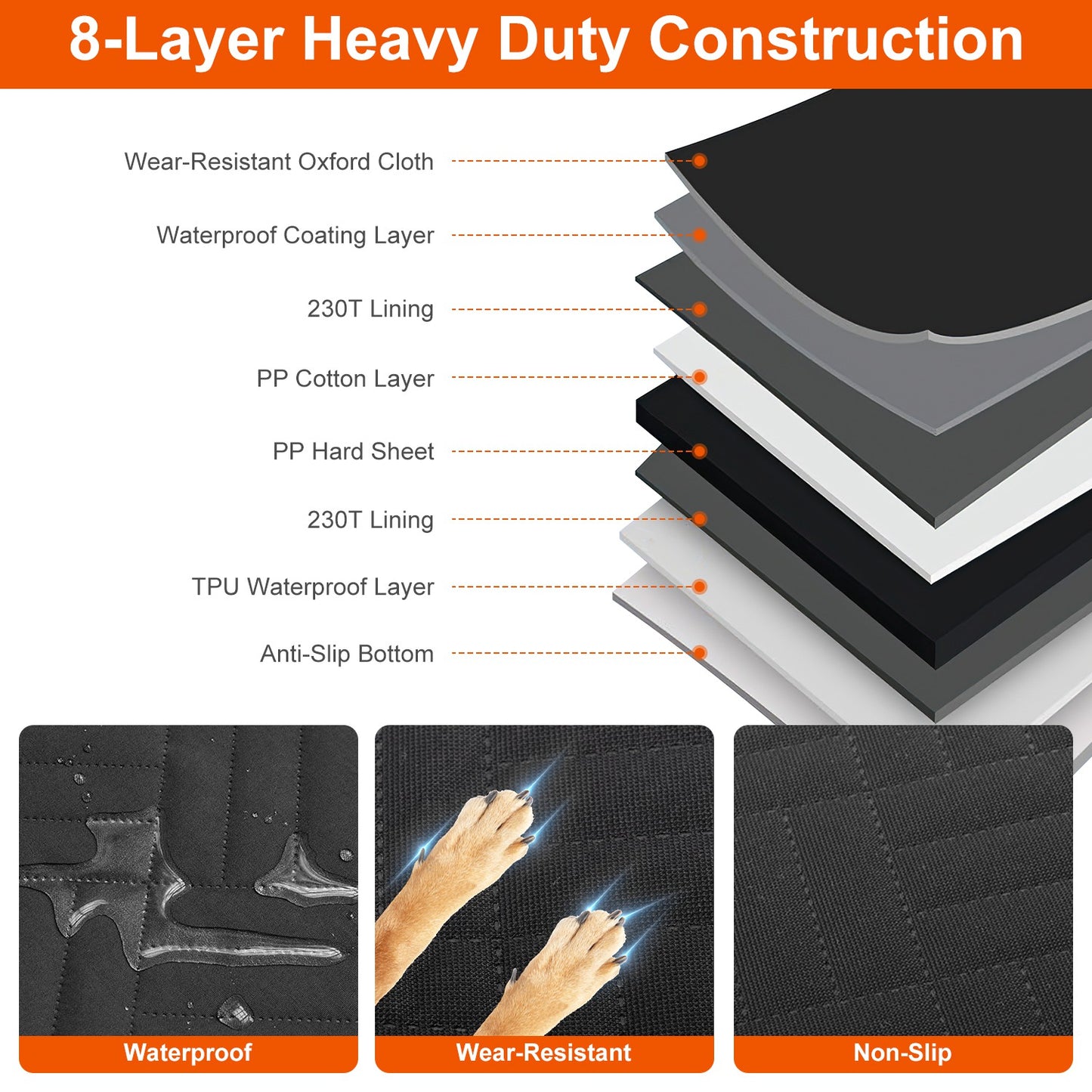 Waterproof Dog Car Seat Cover Back Seat Hammock Non-Slip Scratchproof Pet Seat Protector for SUV Truck Car
