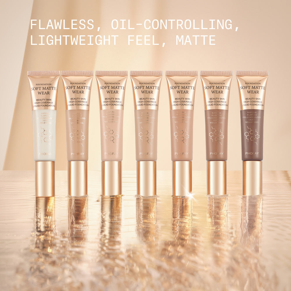 PHOFAY Full Coverage Liquid Foundation – Long-Lasting Matte, Smooth Finish