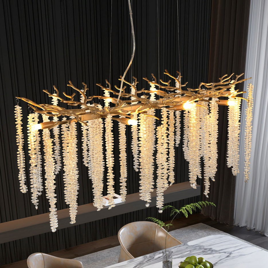 39 Inch Modern Gold Crystal Pendant Light Luxury Chandelier