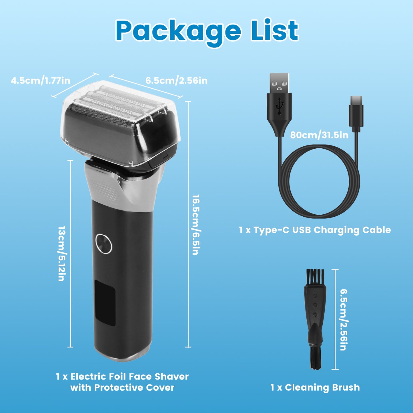 5-Blade Electric Foil Shaver for Men – Wet & Dry, IPX6 Waterproof