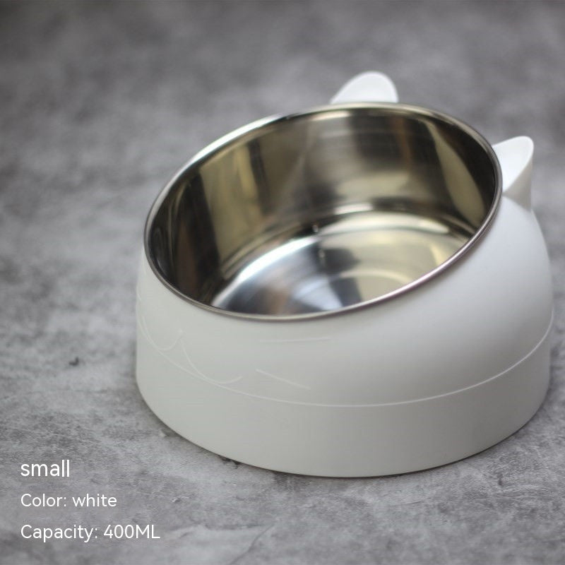 Stainless Steel Elevated Double Dog Bowl – Cervical Protection, Slanted Design for Food & Water
