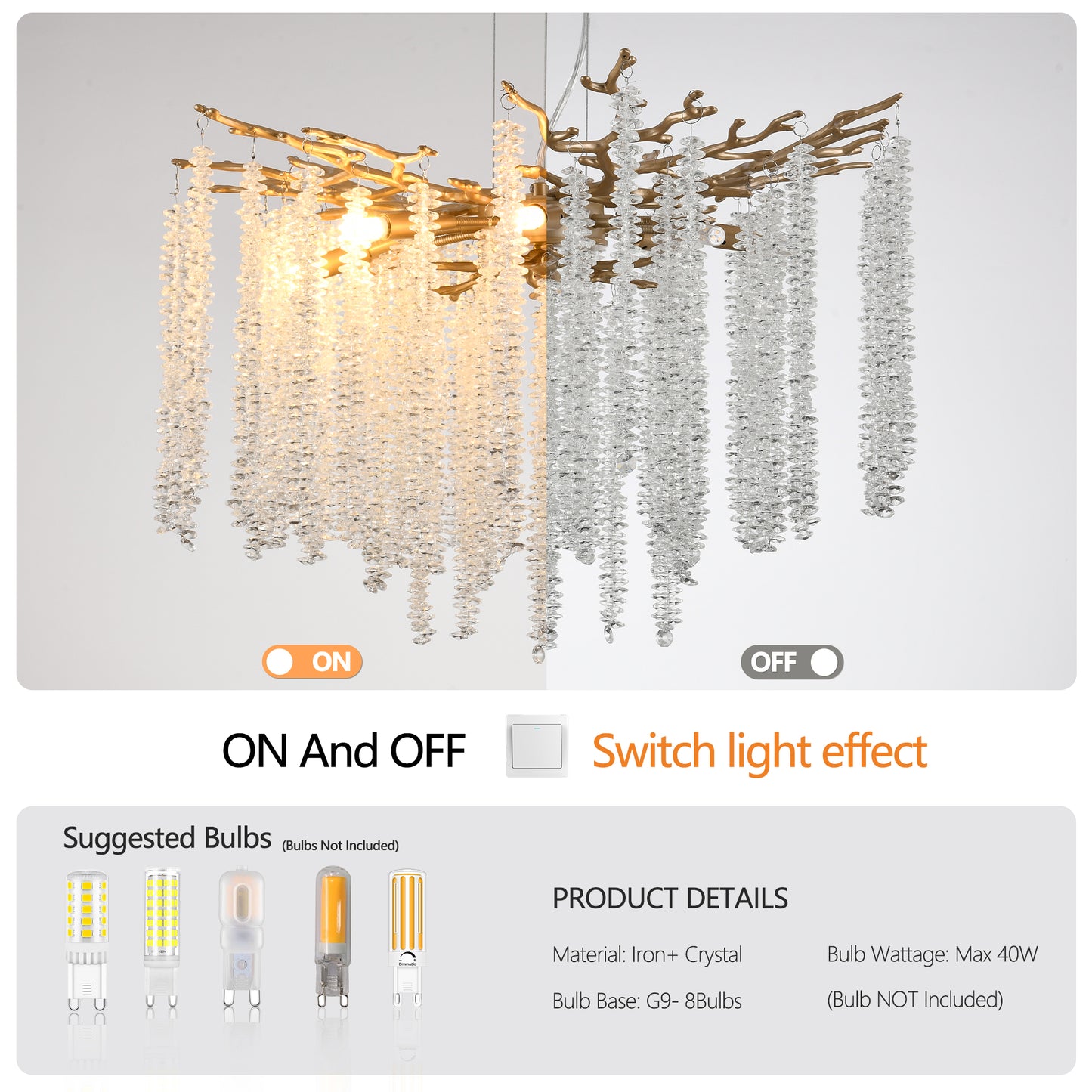 24 Inch Modern Gold Crystal Pendant Light Luxury Ceiling Chandelier