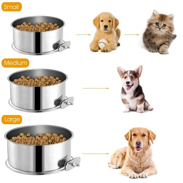 Detachable Pet Food & Water Bowl with Clamp Holder – No-Spill Cage Feeder for Dogs, Cats & Small Animals