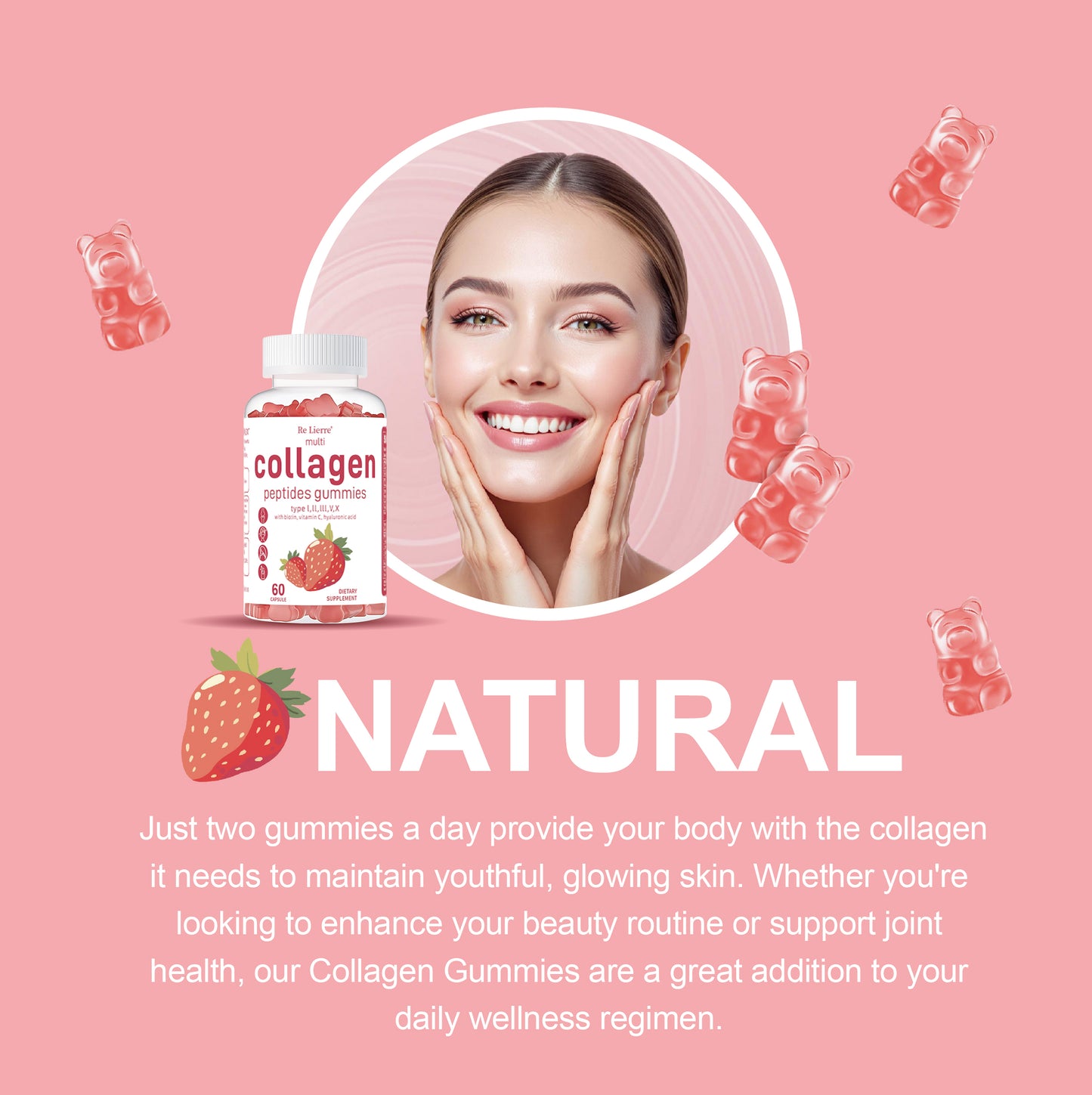 Collagen Peptide Gummies for Hair, Skin & Nails – Hydrolyzed Collagen Supplement with Biotin & Vitamin C