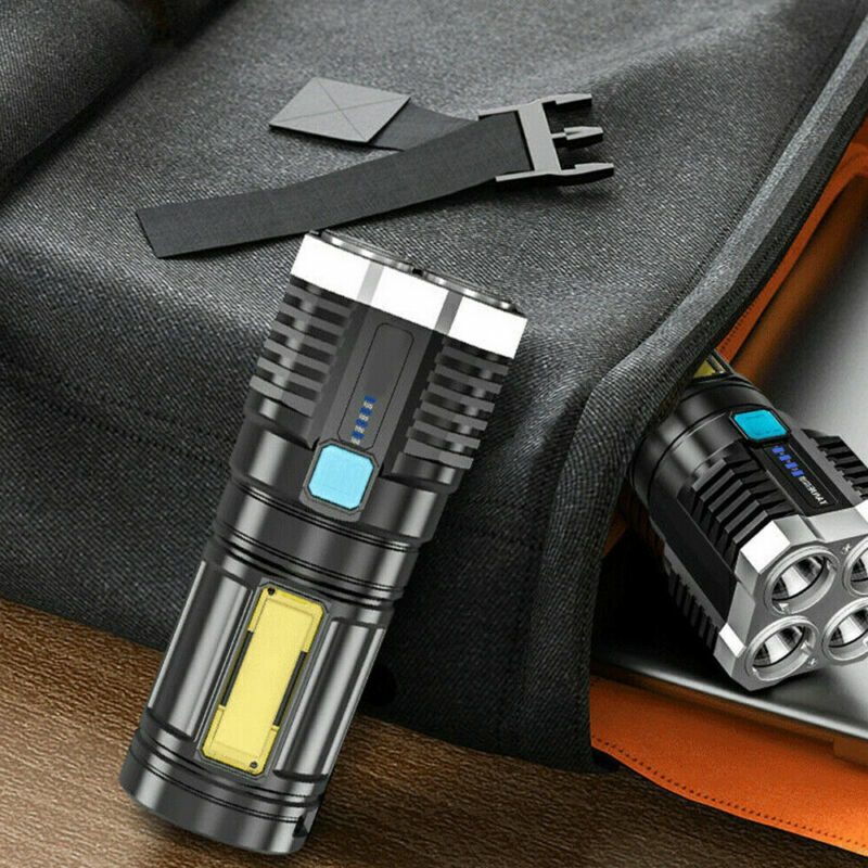 Tactical Quad-Core LED Flashlight USB Rechargeable Super Bright