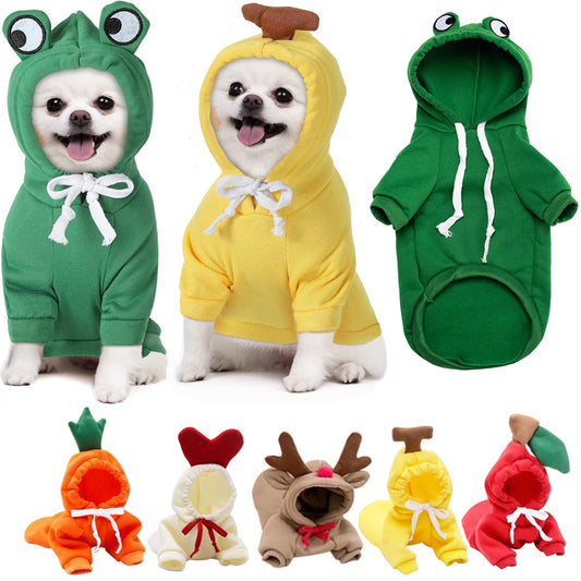 Cute Fruit-Themed Hoodie for Small Dogs – Warm Fleece Winter Coat for Puppies & Cats, Perfect for French Bulldogs & Chihuahuas