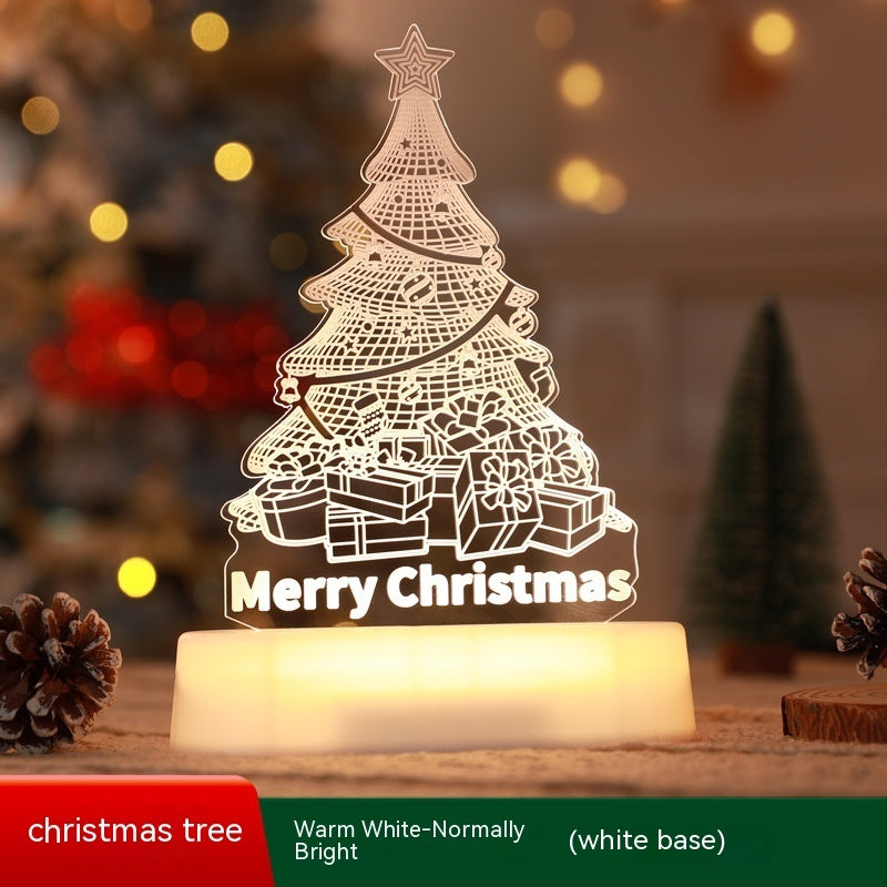 3D Acrylic LED Christmas Lamp – USB Night Light for Kids, New Year & Valentine’s Day Decoration, Holiday Gift Ornament