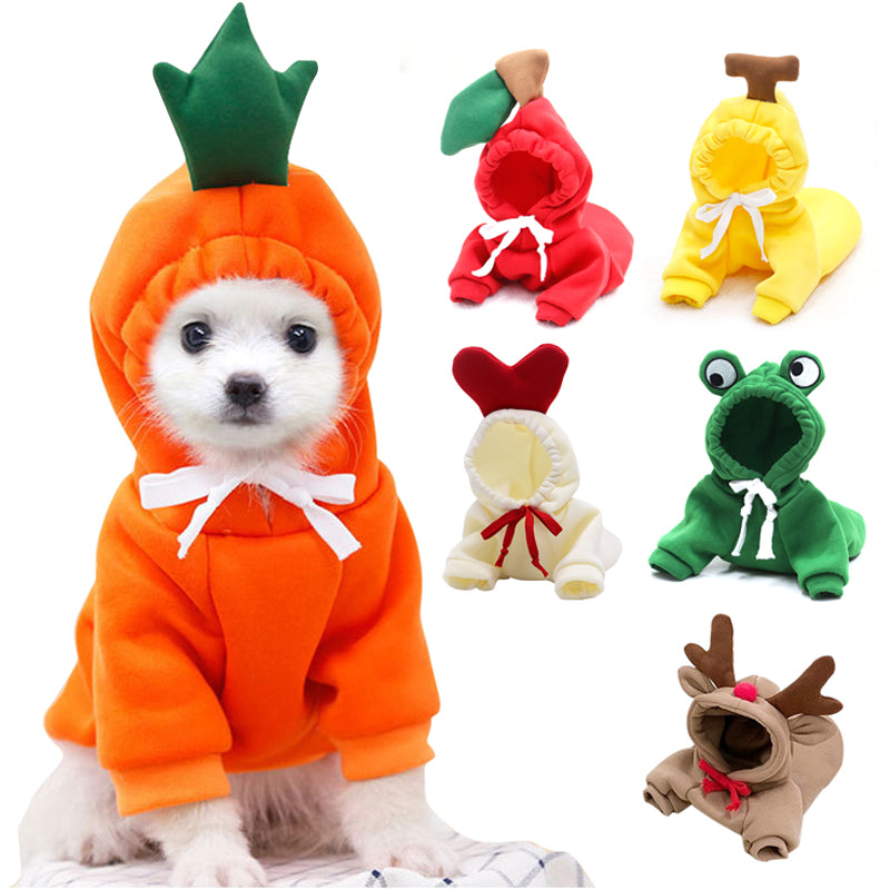 Cute Fruit-Themed Hoodie for Small Dogs – Warm Fleece Winter Coat for Puppies & Cats, Perfect for French Bulldogs & Chihuahuas