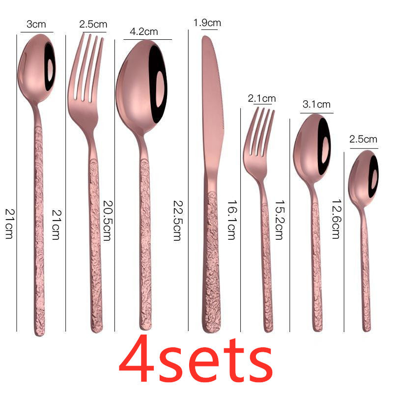 Embossed Textured Handle Steak Knife Set – Western Style Cutlery