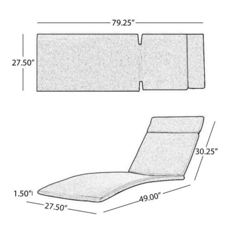 2-Pack Salem Outdoor Lounge Chair Cushions – Seat & Back Pads (Chair Not Included)