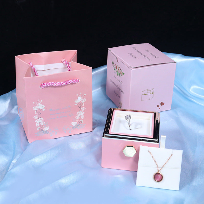 Rotating Soap Flower Rose Gift Box – Creative Jewelry & Valentine’s Day Gift for Women