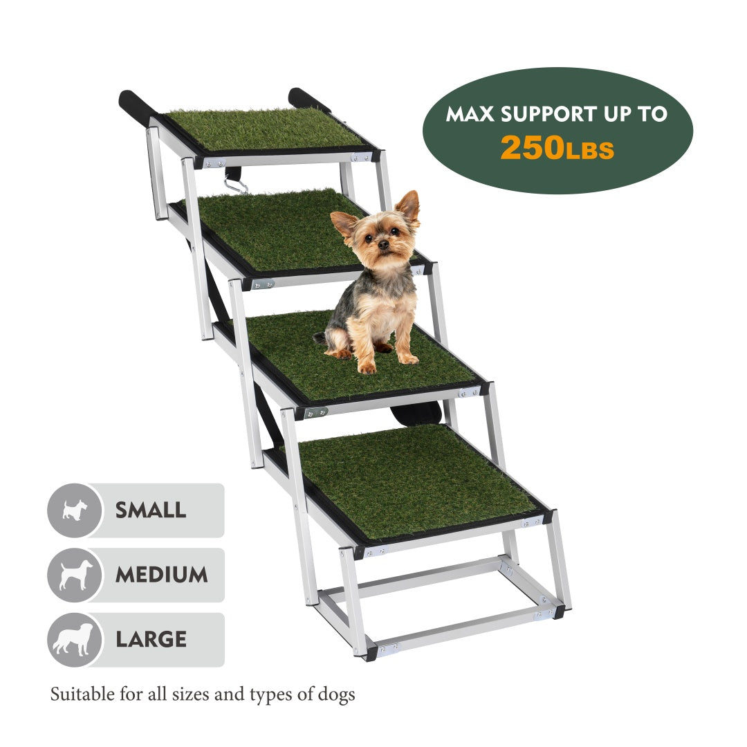 “Foldable Dog Ramp for Cars & SUVs – Portable Non-Slip Stairs for Large Dogs Up to 250lbs”
