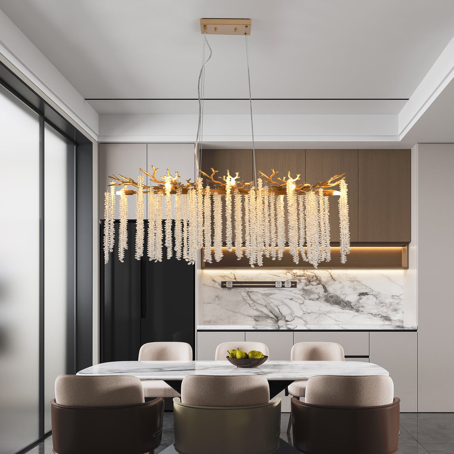 39 Inch Modern Gold Crystal Pendant Light Luxury Chandelier
