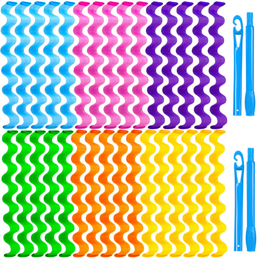 30PCS Heatless Hair Curlers – 6-Color Wave Curl Styling Kit With Hooks