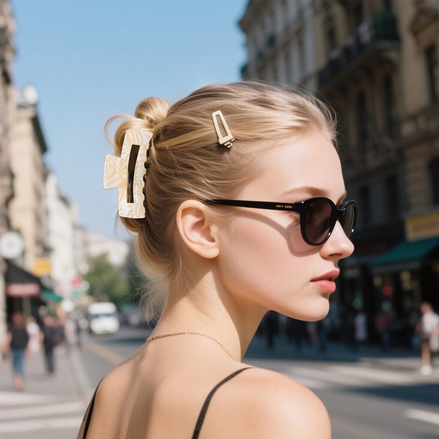 4Pcs Tortoise Acetate Hair Claw Clips – Strong Hold Barrettes for Women
