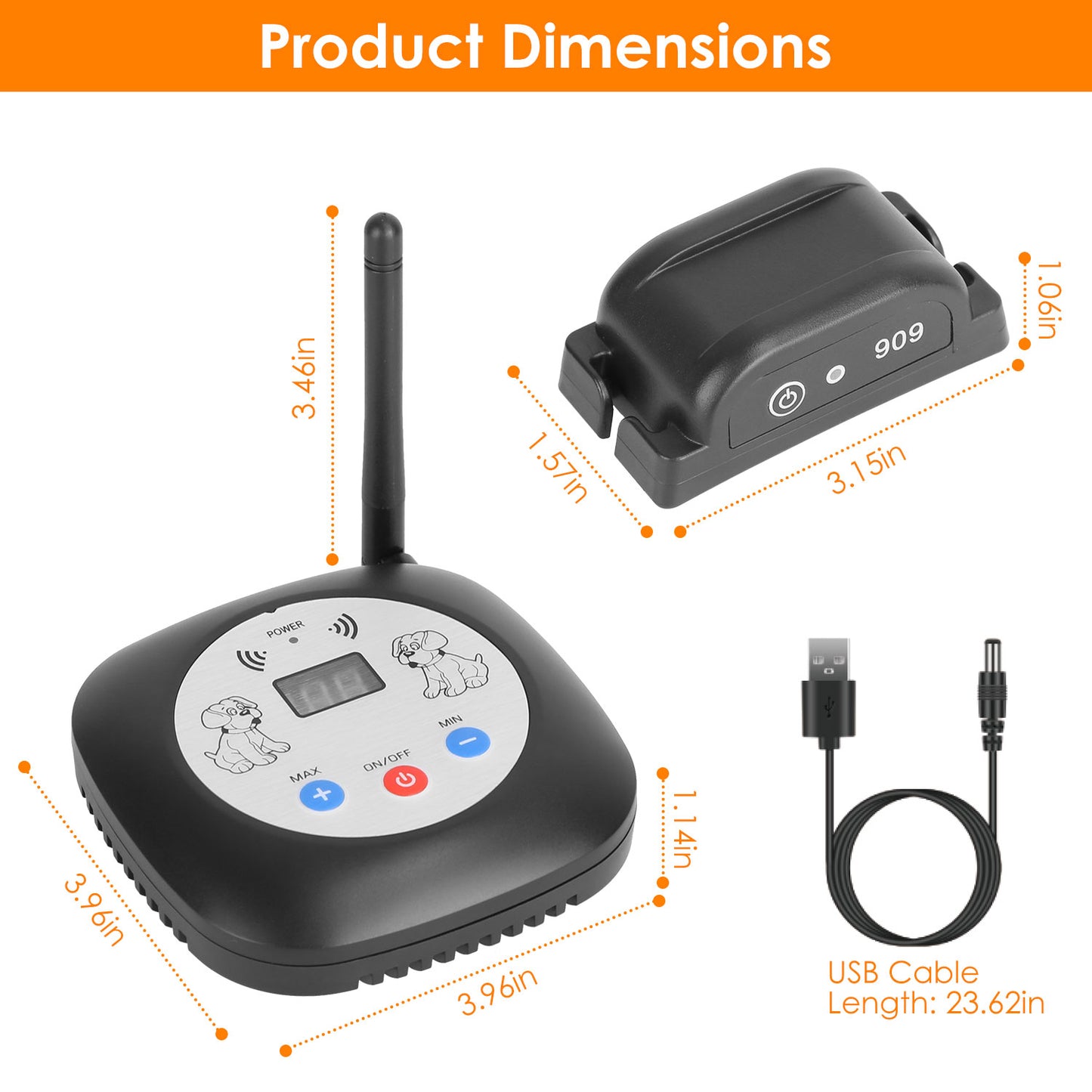 Wireless GPS Dog Fence System 328FT, Rechargeable Collar with Beep & Vibration for All Dog Sizes