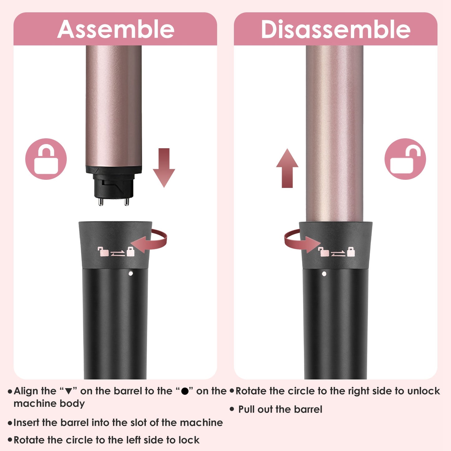 5-in-1 Curling Wand & Thermal Hair Brush – 4 Heat Levels, 360° Rotating, Anti-Tangle