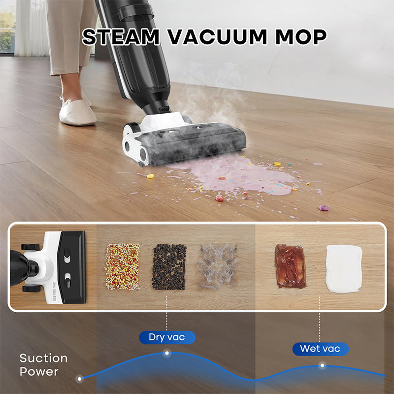 4-in-1 Steam Vacuum Mop Wet Dry Cleaner with LED Display